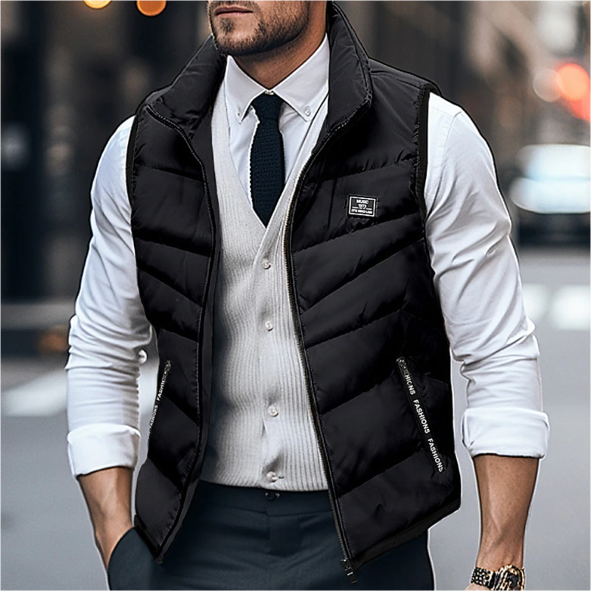 Louis | Gilet sans Manches Homme Matelassé Col Montant à Zip